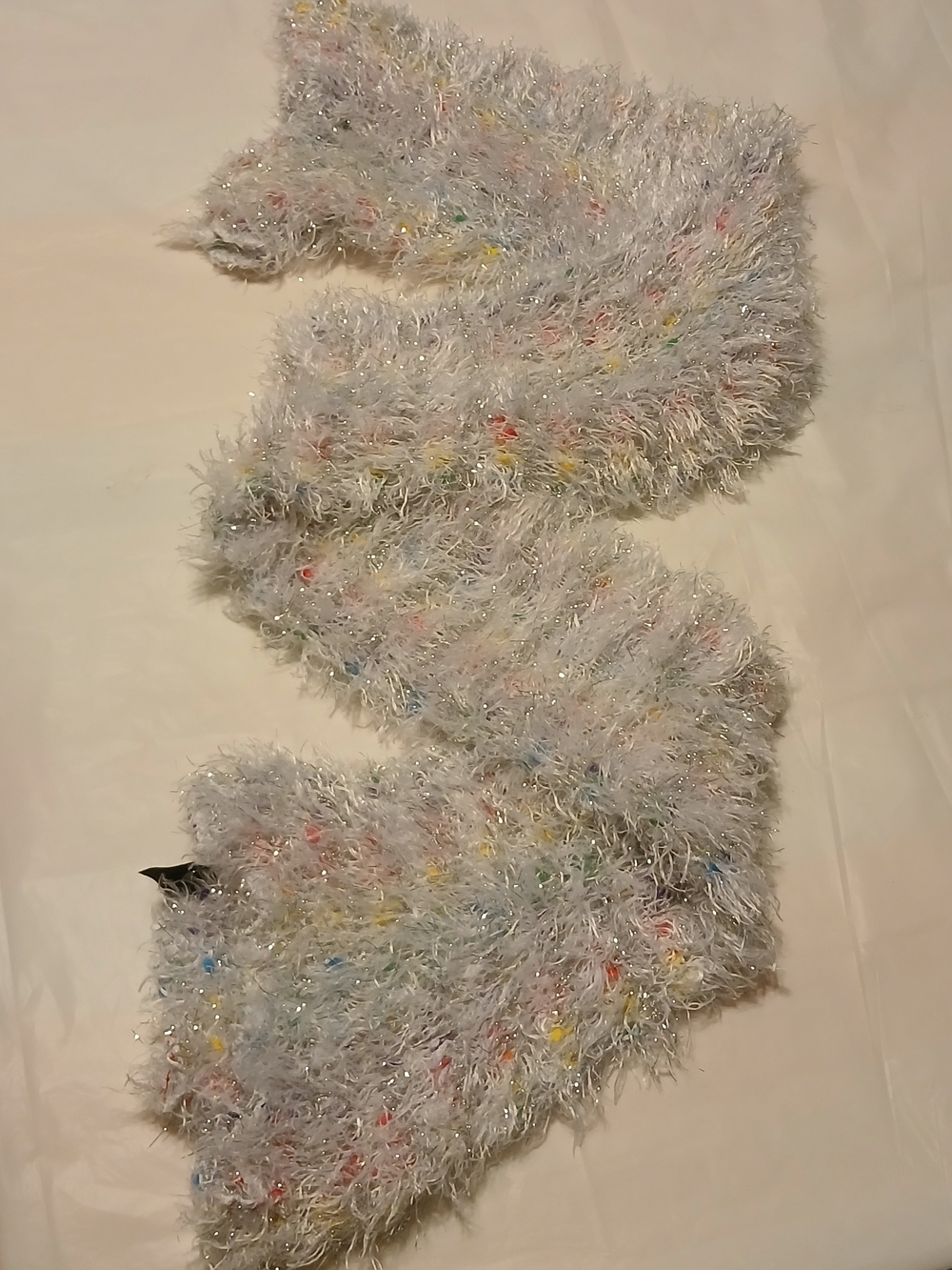 Plush Fuzzy White Multicolor Kids Scarf